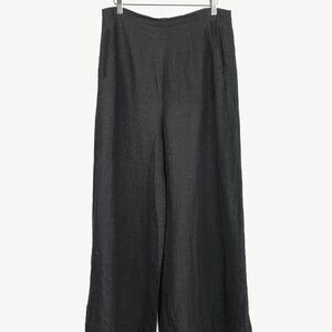 Anett Rostel Black Linen Wide-Leg Pants
